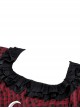 Gothic Style Elegant Ruffled Square Collar Metal Moon Pendant Decorated Red Plaid Puff Sleeves Short Dress
