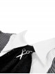 Gothic Style Bow Tie Unique Metal Scissors Decoration Black And White Striped College Style Puff Sleeves Dress