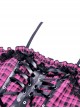 Punk Style Sweet Lace Ruffled Cross Strap Decorated Pink Plaid Rebellious Cool Suspender Short Dress