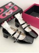 French Lady Fashion Ballet Style Double Straps Elegant Classic Lolita Square Toe Block Heel Mary Jane Shoes