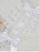 Mood Limited Series Gorgeous Lace Ruffles Pure White Flower Wedding Ribbon Bowknot Classic Lolita Headband