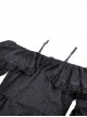 Gothic Style Sexy Suspender One Shoulder Lace Ruffled Black Half Sleeves Elegant Long Tail Dress