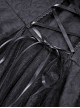 Gothic Style Sexy Suspender One Shoulder Lace Ruffled Black Half Sleeves Elegant Long Tail Dress