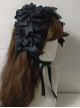 Mood Limited Series Lace Ruffles Pure Black Hallucination Rose Gorgeous Wedding Ribbon Bowknot Gothic Lolita Headband