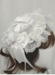 French Elegant Gorgeous Pure White Lace Holy Angel Wings Illusion Rose Knight Ribbon Bowknot Classic Lolita Round Hat