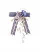 Elegant Idyllic Light Purple Eustoma Plant Print Corsage Classic Lolita Lace Ruffle Doll Collar Daily Dress