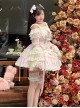 Flower Love Song Series Pink Fairyland Delicate Lace Flower Bowknot Romantic Style Lace Sweet Lolita Sleeveless Dress Shirt Set