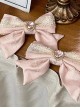 Flower Love Song Series Pink Lace Heart Shape Rhinestone Satin Bowknot Elegant Sweet Lolita Side Clip