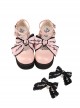 Landmine Girl Japanese Style Black Pink Delicate Satin Bowknot Sweet Lolita Cool Y2K Mary Jane Cake Thick Sole Shoes