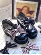 Landmine Girl Japanese Style Black Pink Delicate Satin Bowknot Sweet Lolita Cool Y2K Mary Jane Cake Thick Sole Shoes