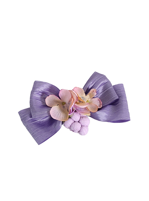 Loire Vineyard Plush Simulated Grapes Flower Texture Wrinkles Large Bowknot Elegant Classic Brooch Hairpin