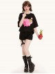 Black Cool Summer Watercolor Style Cute Fruit Pink Pitaya Monster Peach Print Kawaii Fashion Loose Short Sleeve T Shirt