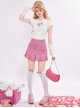 Cherry Jam Summer American Sweethearts Sweet Pink Spicy Versatile High Waist Slim Kawaii Fashion Work Pleated Skirt