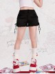 Daily Teenage Sense Sweet Sister Hundred With Thin Drawstring Tie Ruffled Bowknot Kawaii Fashion Low Waist Shorts