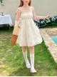 Little Jelly Beans Series Kawaii Fashion White Gentle Sweet 3D Small Flowers Polka Dot Long Version Bud Halter Dress