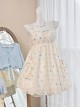 Little Jelly Beans Series Kawaii Fashion White Gentle Sweet 3D Small Flowers Polka Dot Long Version Bud Halter Dress