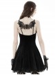 Gothic Style Luxury Velvet Sexy Hollow Metal Cross Decorated Unique Embroidered Bat Black Suspender Dress