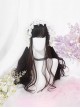 Japanese Gentleness Natural Black Brown Cute Flat Bangs Big Waves Long Curly Hair Classic Lolita Full Head Wig