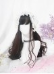 Japanese Gentleness Natural Black Brown Cute Flat Bangs Big Waves Long Curly Hair Classic Lolita Full Head Wig