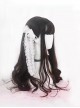 Japanese Gentleness Natural Black Brown Cute Flat Bangs Big Waves Long Curly Hair Classic Lolita Full Head Wig