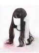 Japanese Gentleness Natural Black Brown Cute Flat Bangs Big Waves Long Curly Hair Classic Lolita Full Head Wig