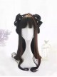 Japanese Gentleness Natural Black Brown Cute Flat Bangs Big Waves Long Curly Hair Classic Lolita Full Head Wig