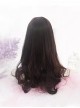 Japanese Gentleness Natural Black Brown Cute Flat Bangs Big Waves Long Curly Hair Classic Lolita Full Head Wig