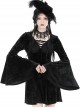 Dark Gothic Style Luxury Rose Dark Pattern Velvet Chest Strap Design Black Trumpet Long Sleeves Short Dress
