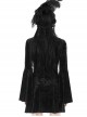 Dark Gothic Style Luxury Rose Dark Pattern Velvet Chest Strap Design Black Trumpet Long Sleeves Short Dress