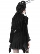 Gothic Style Elegant V Neck Exquisite Rose Lace Spliced Velvet Black Trumpet Long Sleeves Slim Dress