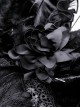 Gothic Style Elegant V Neck Exquisite Rose Lace Spliced Velvet Black Trumpet Long Sleeves Slim Dress
