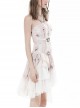 Steampunk Style Exquisite Buckle Asymmetric Hem Design White Dyed Sexy Suspender Tube Top Tight Dress