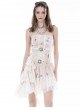 Steampunk Style Exquisite Buckle Asymmetric Hem Design White Dyed Sexy Suspender Tube Top Tight Dress