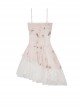 Steampunk Style Exquisite Buckle Asymmetric Hem Design White Dyed Sexy Suspender Tube Top Tight Dress