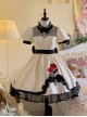 Meet Rose Series Lace Ribbon Bowknot Noble Elegant Satin Stylish Rose Embroidery Classic Lolita  Puff Sleeve Dress