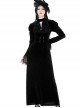 Gothic Style Elegant Stand Collar Gorgeous Velvet Retro Cross Decorated Black Puff Long Sleeves Slim Dress