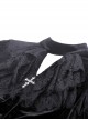 Gothic Style Elegant Stand Collar Gorgeous Velvet Retro Cross Decorated Black Puff Long Sleeves Slim Dress