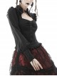 Gothic Style Elegant Victorian Lapel Chest Hollow Ruffle Decoration Black Retro Lantern Sleeves Blouse