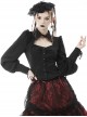 Gothic Style Elegant Victorian Lapel Chest Hollow Ruffle Decoration Black Retro Lantern Sleeves Blouse