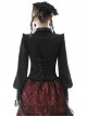 Gothic Style Elegant Victorian Lapel Chest Hollow Ruffle Decoration Black Retro Lantern Sleeves Blouse