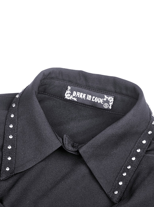 Gothic Style Elegant Victorian Lapel Chest Hollow Ruffle Decoration Black Retro Lantern Sleeves Blouse