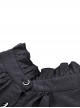 Gothic Style Retro Stand Collar Palace Ruffle Neckline Elegant Black Puff Short Sleeves Slim Blouse