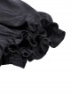 Gothic Style Retro Stand Collar Palace Ruffle Neckline Elegant Black Puff Short Sleeves Slim Blouse
