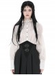 Steampunk Style Retro Stand Collar Lace Ruffled Bronze Button Loose Off White Long Sleeves Blouse