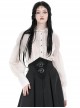 Steampunk Style Retro Stand Collar Lace Ruffled Bronze Button Loose Off White Long Sleeves Blouse