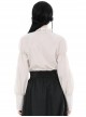 Steampunk Style Retro Stand Collar Lace Ruffled Bronze Button Loose Off White Long Sleeves Blouse