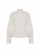 Steampunk Style Retro Stand Collar Lace Ruffled Bronze Button Loose Off White Long Sleeves Blouse