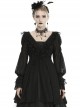 Gothic Style V Neck Delicate Lace Frill Thin Mesh Back Hollow Lace Elegant Black Chiffon Long Sleeves Coat