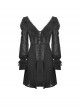 Gothic Style V Neck Delicate Lace Frill Thin Mesh Back Hollow Lace Elegant Black Chiffon Long Sleeves Coat