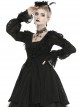 Gothic Style V Neck Delicate Lace Frill Thin Mesh Back Hollow Lace Elegant Black Chiffon Long Sleeves Coat